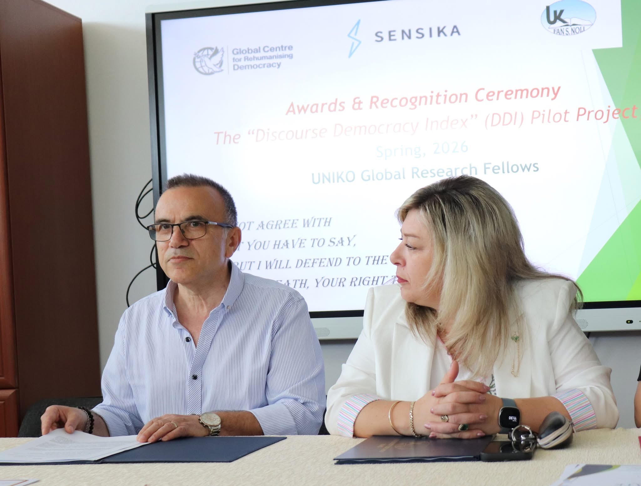 GCRD partners at the Democracy Discourse Index Awards & Recognition Ceremony in Korçë, Albania